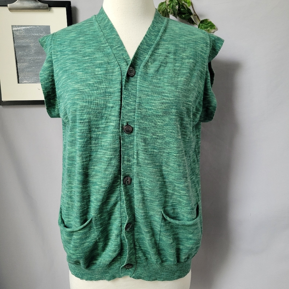 Gimaguas‎ Melange Organic Cotton Sean Sweater Vest Cardigan Green S